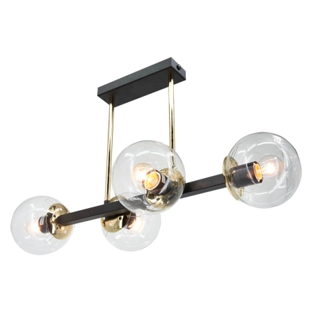 Lampa sufitowa czarno-złota 4-punktowa ze szklanymi kulami 3030/4 BL TR z serii Sintra - Lampy Elem